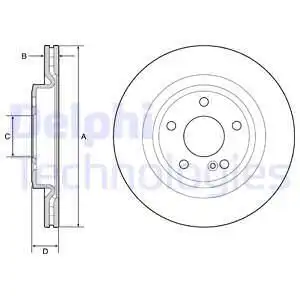 Тормозной диск DELPHI BG4927C вентилируемый , задняя ось