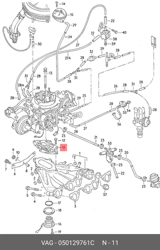 фланец карбюратора Audi 050129761C VAG