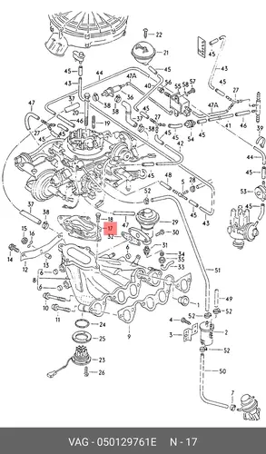фланец карбюратора Audi 050129761E VAG