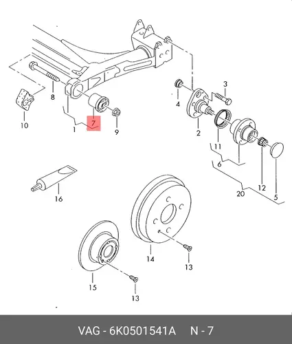 Gummilager 6K0501541A VAG
