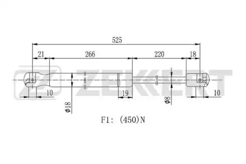 Амортизатор (упор) багажника ZEKKERT GF2120