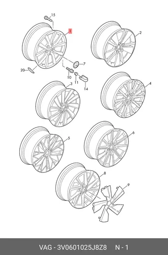 WHEEL 3V0601025J 8Z8 VAG
