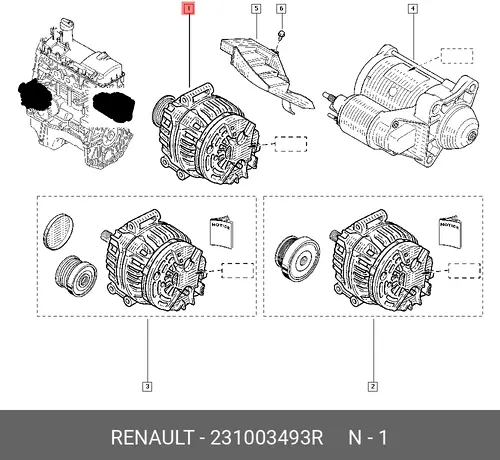 Генератор RENAULT 231003493R