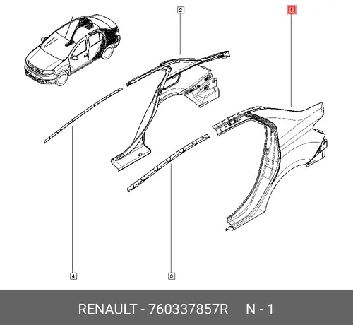 Крыло RENAULT 760337857R