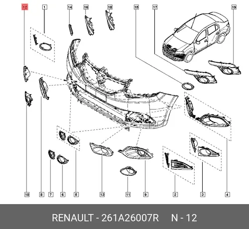 рамка фары противотуманной! пер. прав. хром.\ Renault 261A26007R