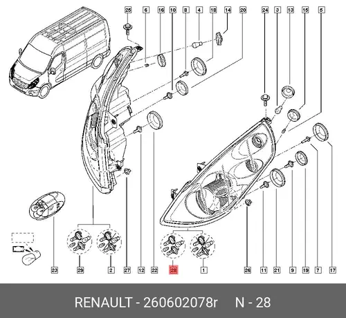 Фара RENAULT 260602078R