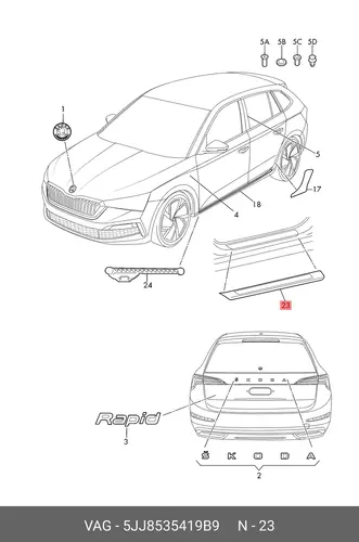 (SKODA), MOLDING 5JJ853541 9B9 VAG