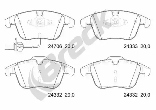 Тормозные колодки дисковые передняя ось BRECK 24706 00 551 10