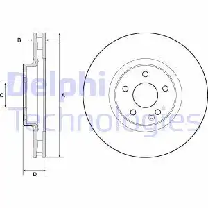Тормозной диск DELPHI BG9174C вентилируемый , передняя ось