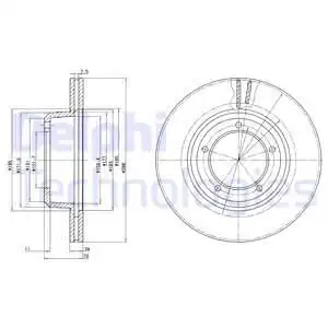 Тормозной диск DELPHI BG2612C вентилируемый , передняя ось