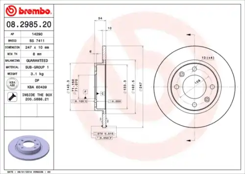 Тормозной диск BREMBO 8298520