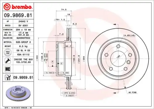 Тормозной диск BREMBO 9986981