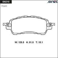 Тормозные колодки дисковые передняя ось ADVICS SN210