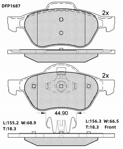 Тормозные колодки дисковые DOUBLE FORCE DFP1687