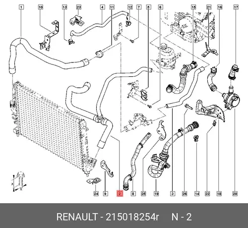 патрубок системы охлаждения!\ Renault 215018254R