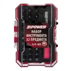набор инструмента! 32 предмета,биты с адаптером Cr-V сталь\ PM5135 ZIPOWER