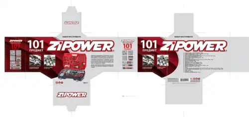  НАБОР ИНСТРУМЕНТА, 101 ПРЕДМЕТ, CR-V СТАЛЬ PM4111 ZIPOWER