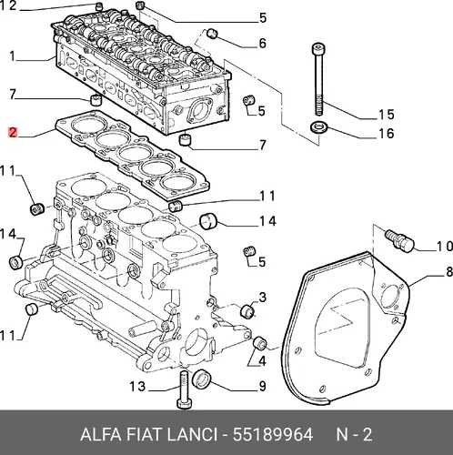Прокладка ГБЦ LANCIA 55189964