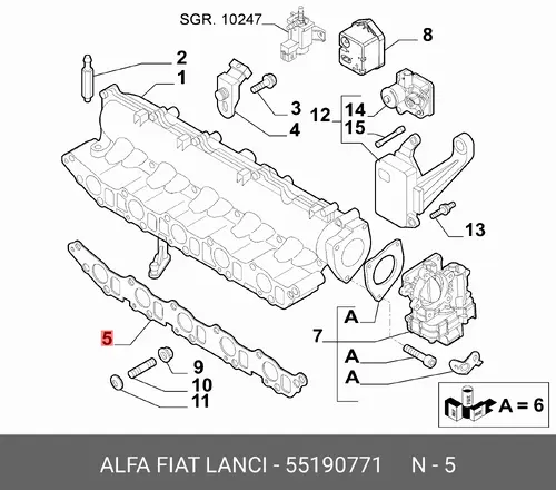 Прокладка коллектора LANCIA 55190771