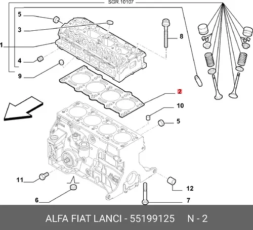 Прокладка ГБЦ LANCIA 55199125