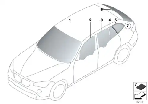 Боковое стекло Л Пд двери зеленое ! \BMW X1 E84 51 33 2 458 059