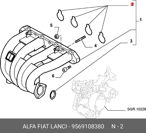 Прокладка коллектора LANCIA 9569108380