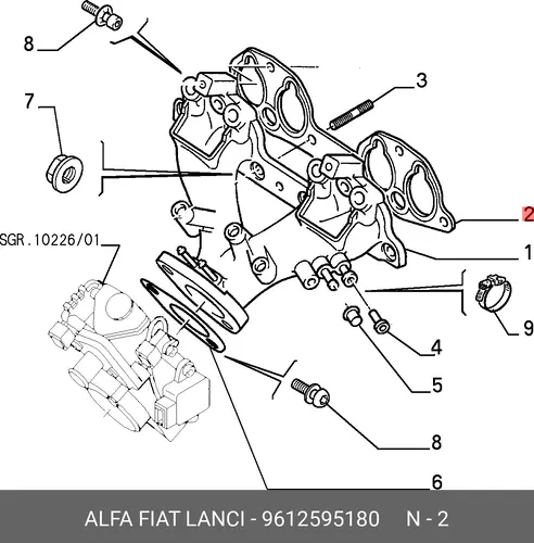 Прокладка коллектора LANCIA 9612595180