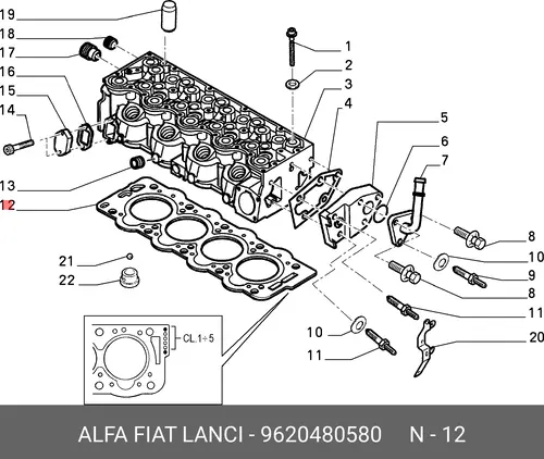 Прокладка ГБЦ LANCIA 9620480580
