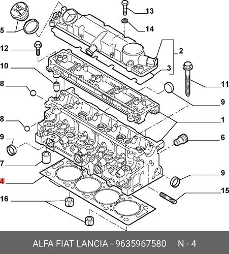 Прокладка ГБЦ LANCIA 9635967580