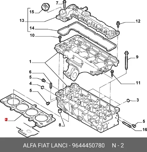 Прокладка ГБЦ LANCIA 9644450780