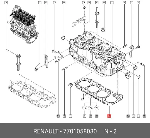 Прокладка ГБЦ RENAULT 77 01 058 030