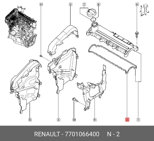 Прокладка клапанной крышки RENAULT 7701066400