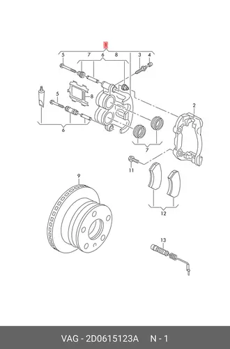 Корпус суппорта 2D0615123A VAG
