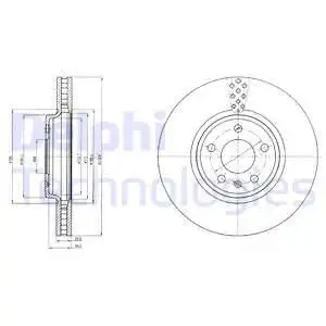 Тормозной диск DELPHI BG4080 вентилируемый , передняя ось