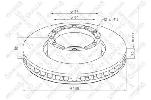 Тормозной диск STELLOX 85-00841-SX вентилируемый ,