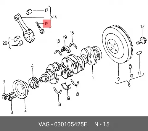 OEVAG-030105425Eболт шатуна M7x0.75\ VW Golf/Bora/Vento