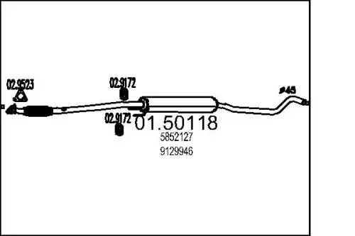 глушитель средняя часть Opel 01.50118 MTS