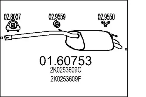 глушитель задняя часть VW 01.60753 MTS