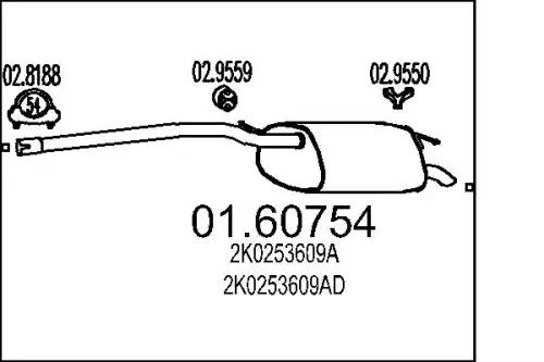 глушитель задняя часть VW 01.60754 MTS