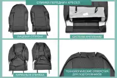 Чехлы Ford Focus 2, экокожа черная/жаккард темно-серый FR1-2C DEFLY