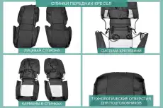 V015/5-2C V015-5-2C Чехлы Lada Largus, 2012-н.в., 5 мест, экокожа черная/жаккард темно-серый DEFLY