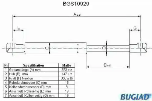 Амортизатор капота BUGIAD BGS10929