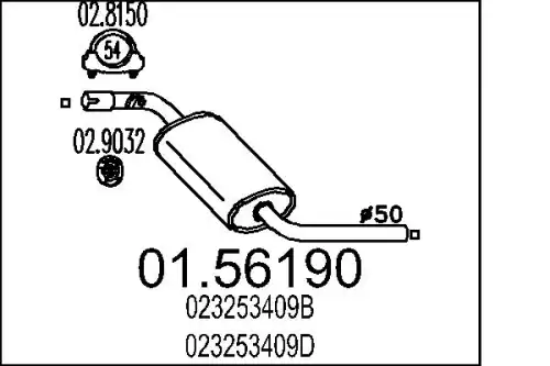 глушитель средняя часть VW 01.56190 MTS