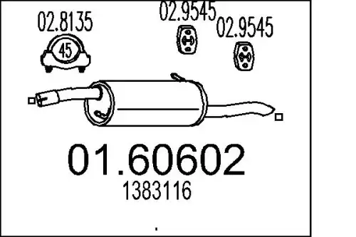 глушитель задняя часть Ford 01.60602 MTS