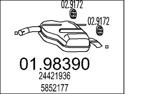 глушитель задняя часть Opel 01.98390 MTS