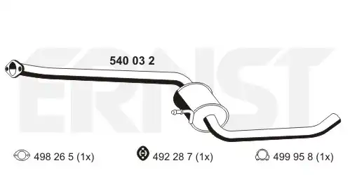 глушитель средняя часть Opel 054003 ERNST