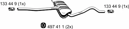 глушитель средняя часть VW 143189 ERNST