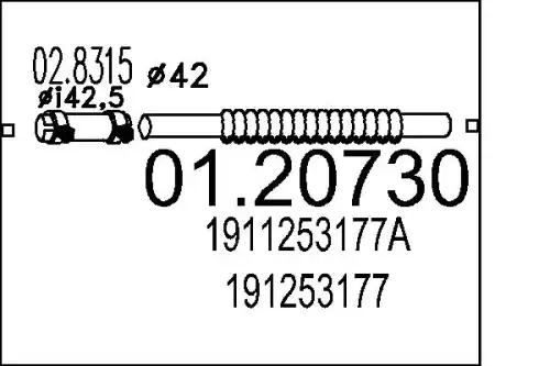Гофра глушителя MTS 01.20730 L= d=