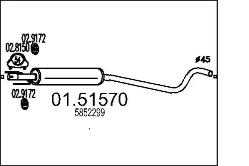 глушитель средняя часть Opel 01.51570 MTS