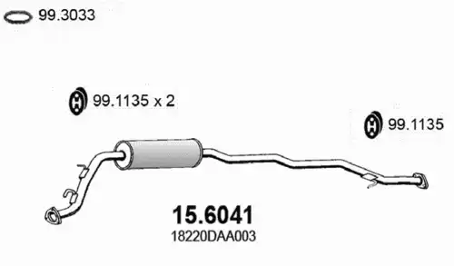 Глушитель средн.часть 15.6041 ASSO